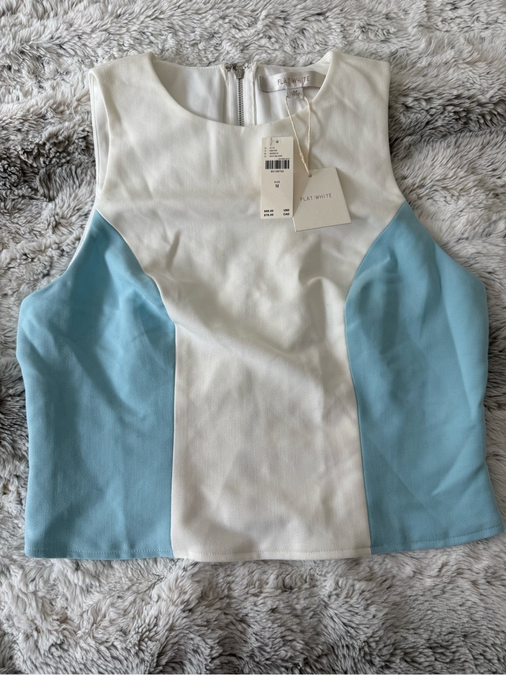 Anthropologie Flat White Colorblock Sleeveless Crop Top
